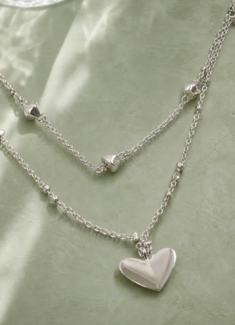 Kendra Scott Silver Double Layer White Heart Pendant Necklace - Picture 2 of 2